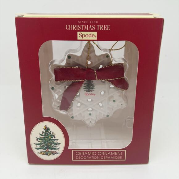 New in Box Spode White Ceramic Snowflake Christmas Tree Ornament - Picture 1 of 4